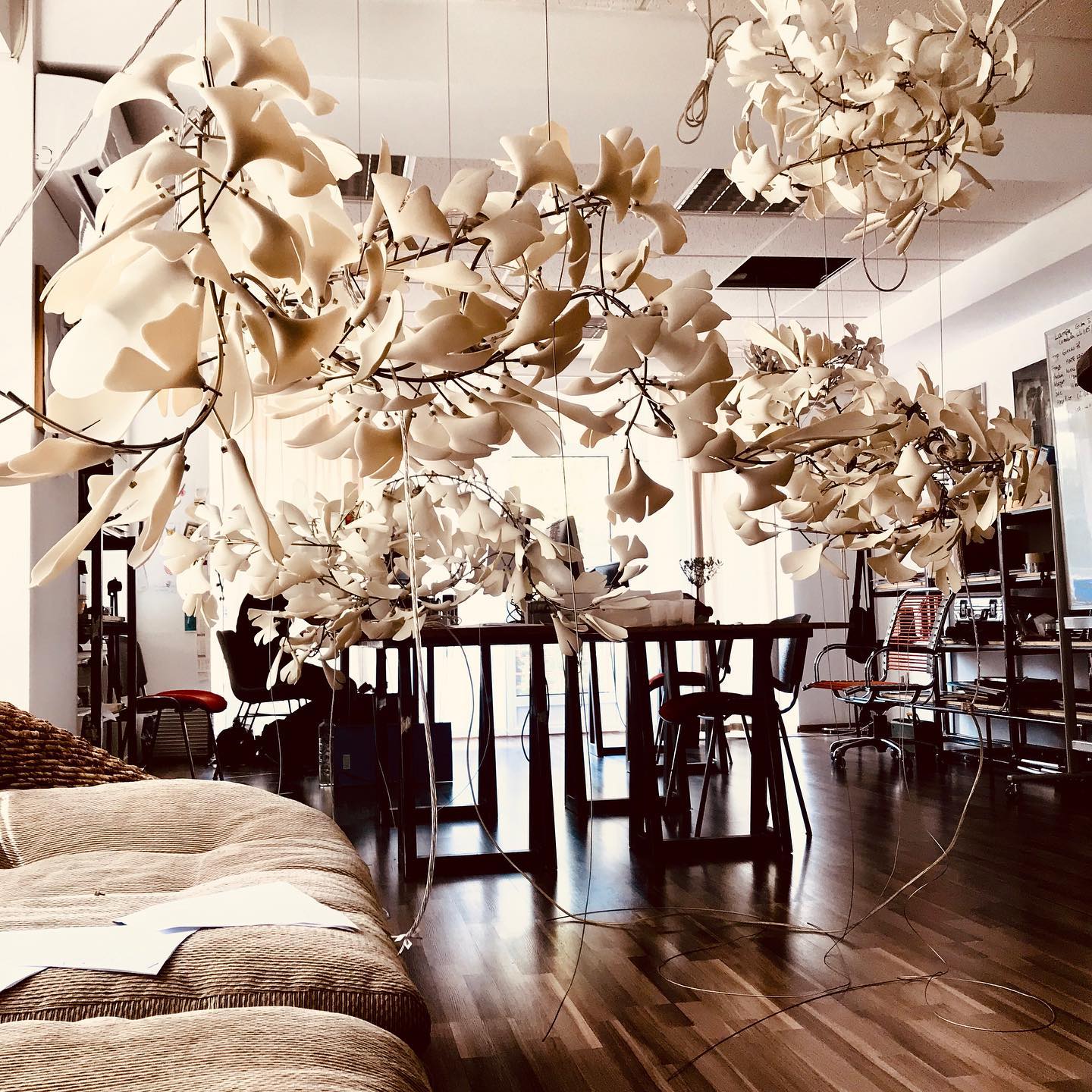 Gingko Leaves Ceramics Spiral Branch Chandelier - Image 48