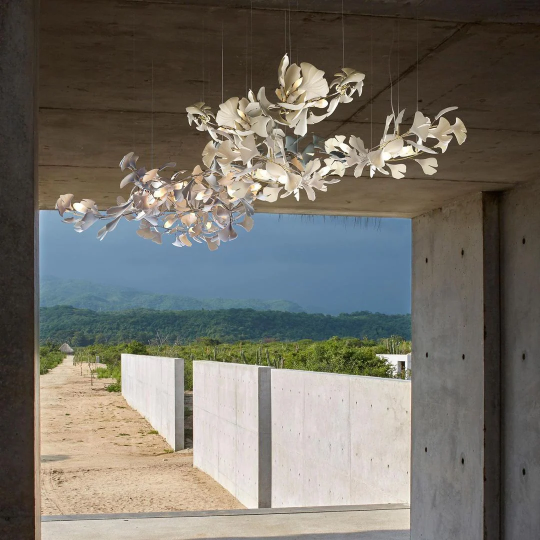 Gingko Leaves Ceramics Spiral Branch Chandelier - Image 49