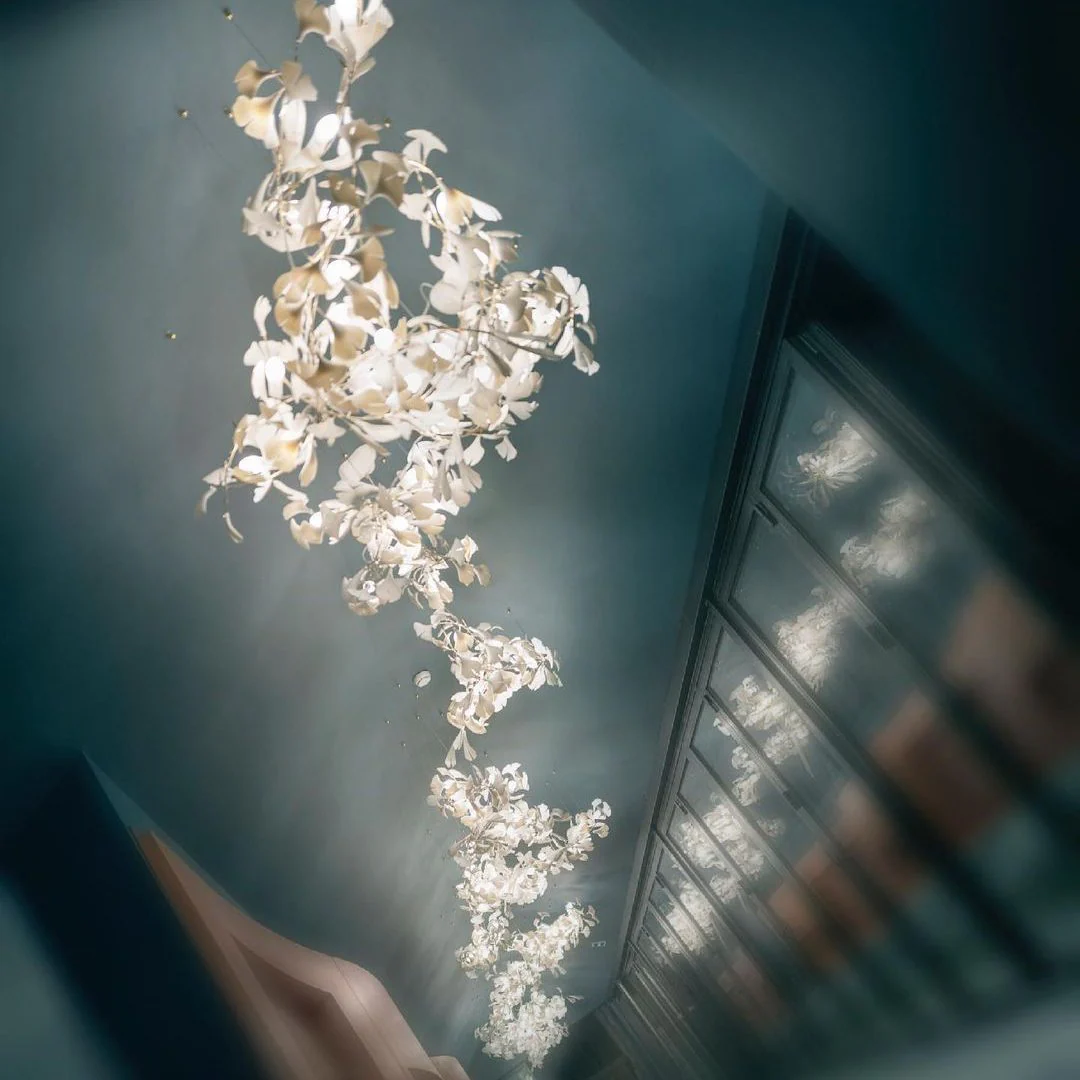 Gingko Leaves Ceramics Spiral Branch Chandelier - Image 53