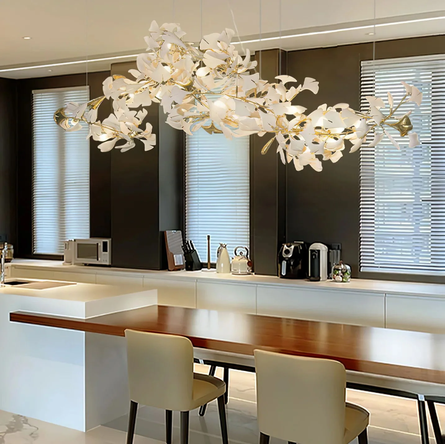 Gingko Leaves Ceramics Spiral Branch Chandelier - Image 6