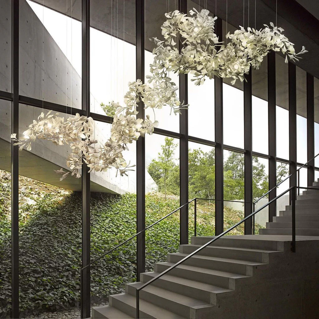 Gingko Leaves Ceramics Spiral Branch Chandelier - Image 62