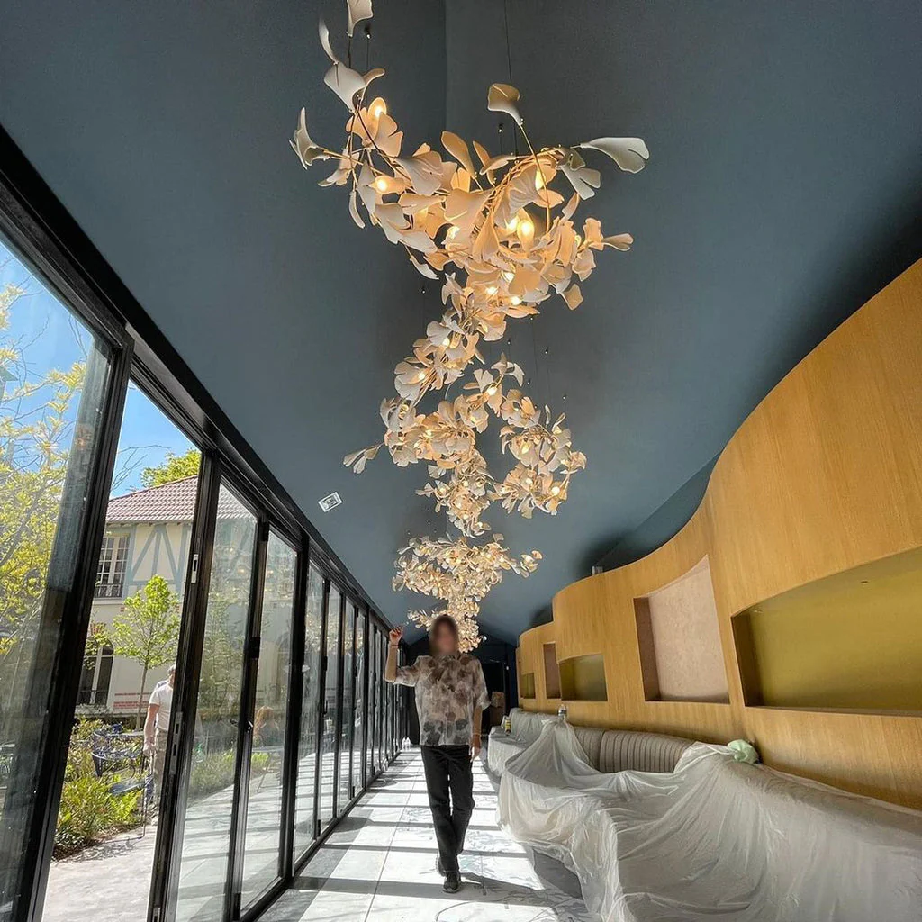 Gingko Leaves Ceramics Spiral Branch Chandelier - Image 63