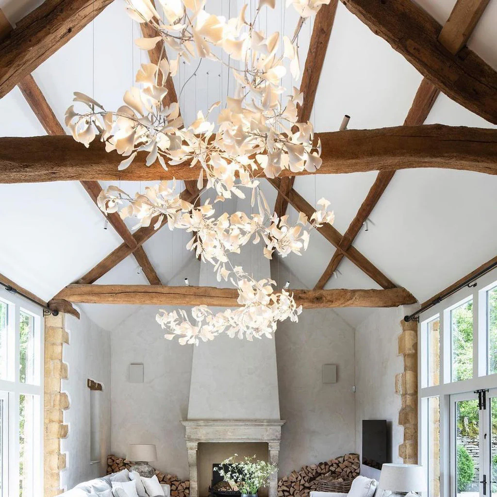 Gingko Leaves Ceramics Spiral Branch Chandelier - Image 66