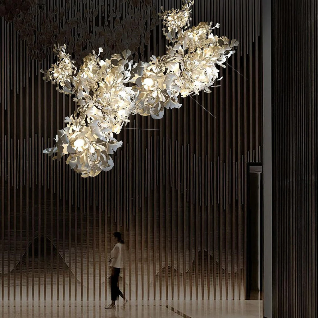 Gingko Leaves Ceramics Spiral Branch Chandelier - Image 68