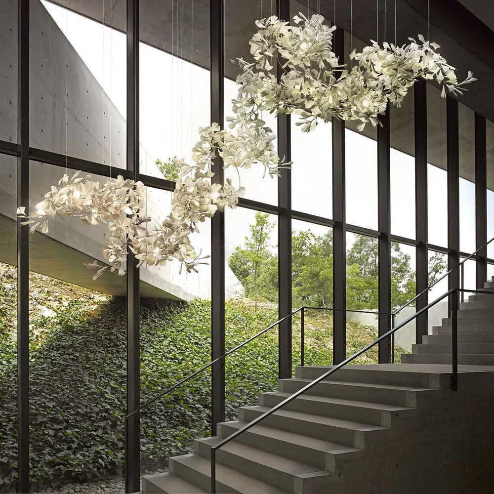 Gingko Leaves Ceramics Spiral Branch Chandelier - Image 7
