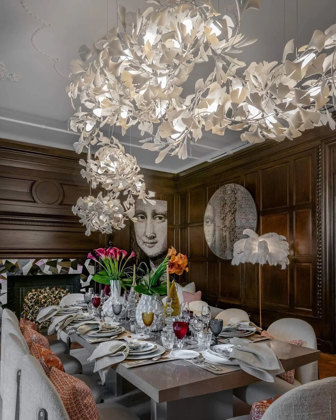 Gingko Leaves Ceramics Spiral Branch Chandelier - Image 71