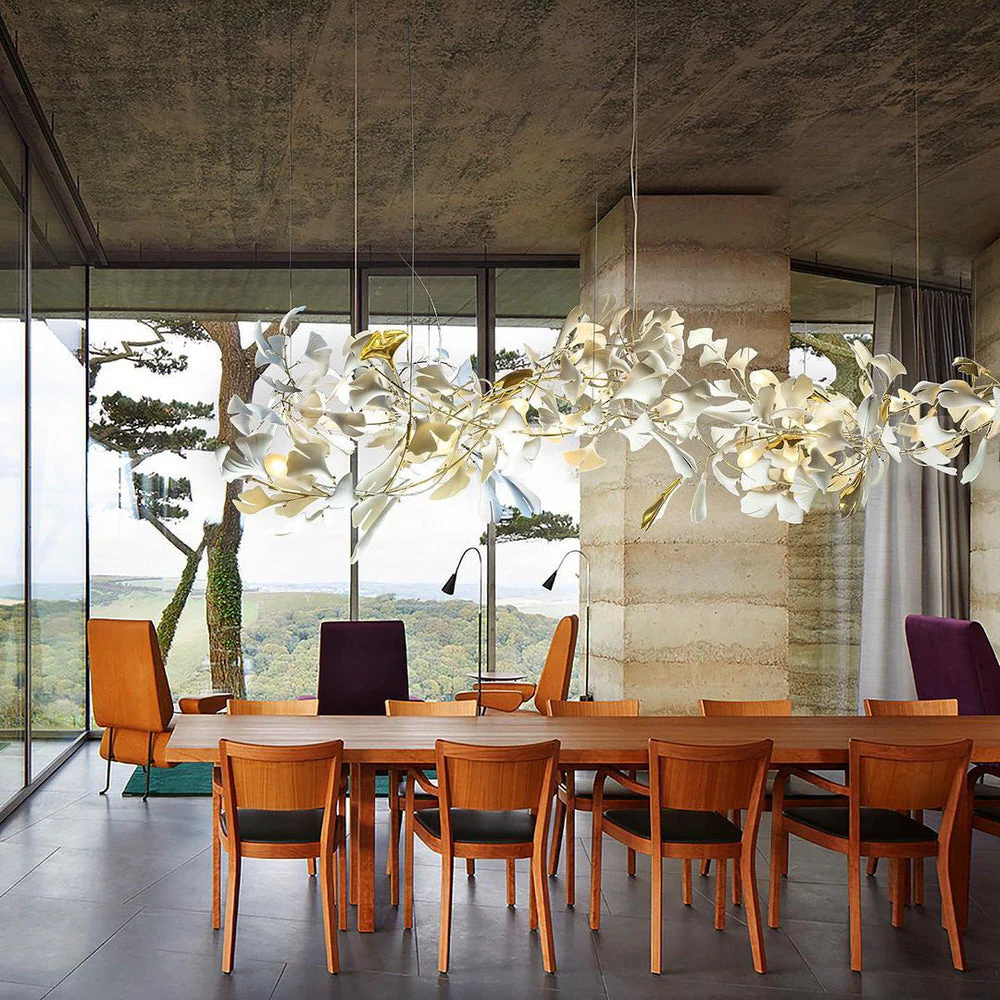 Gingko Leaves Ceramics Spiral Branch Chandelier - Image 72