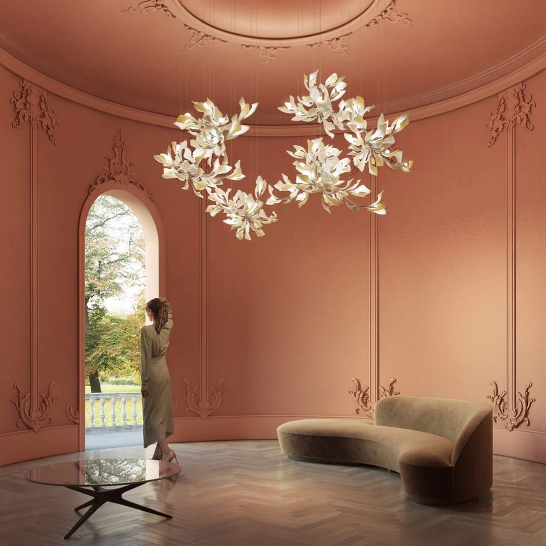 Gingko Leaves Ceramics Spiral Branch Chandelier - Image 77