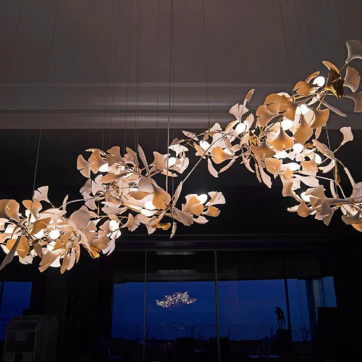 Gingko Leaves Ceramics Spiral Branch Chandelier - Image 79