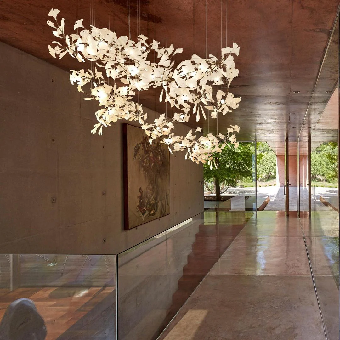 Gingko Leaves Ceramics Spiral Branch Chandelier - Image 8