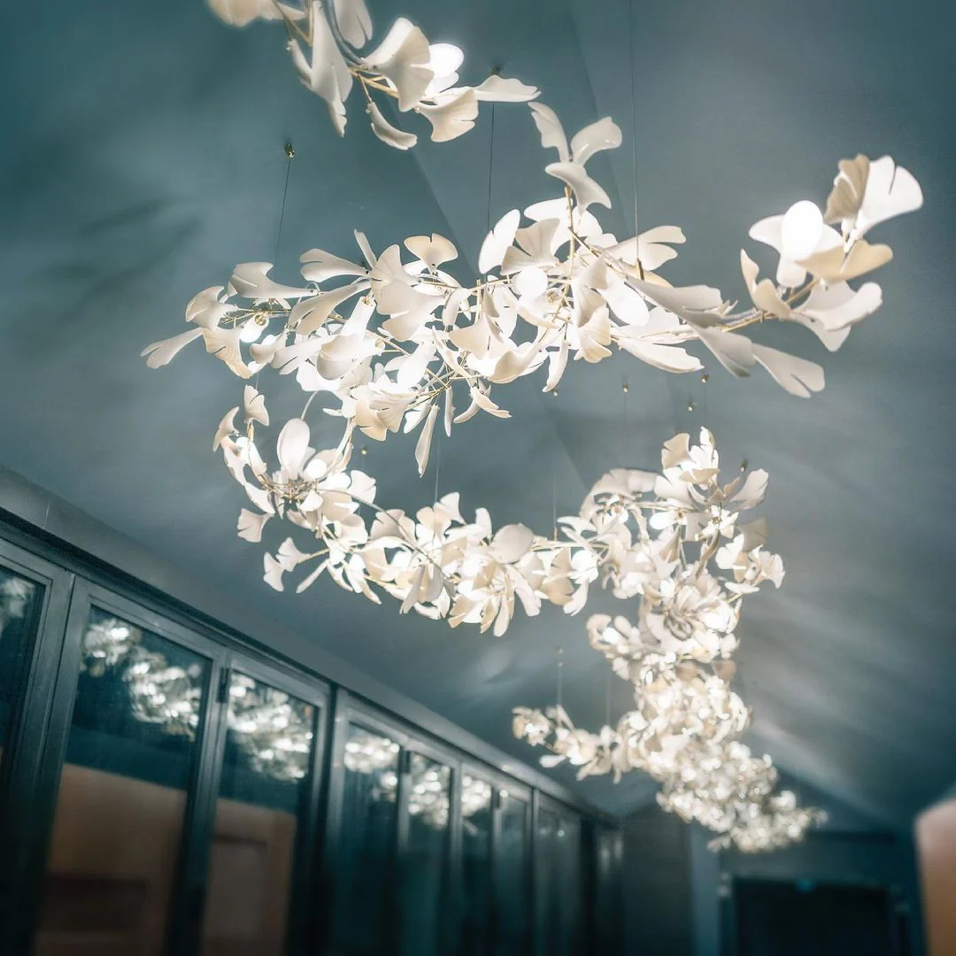 Gingko Leaves Ceramics Spiral Branch Chandelier - Image 81