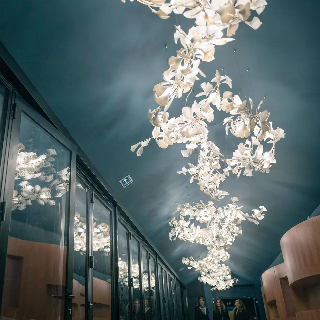 Gingko Leaves Ceramics Spiral Branch Chandelier - Image 84
