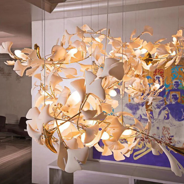 Gingko Leaves Ceramics Spiral Branch Chandelier - Image 88