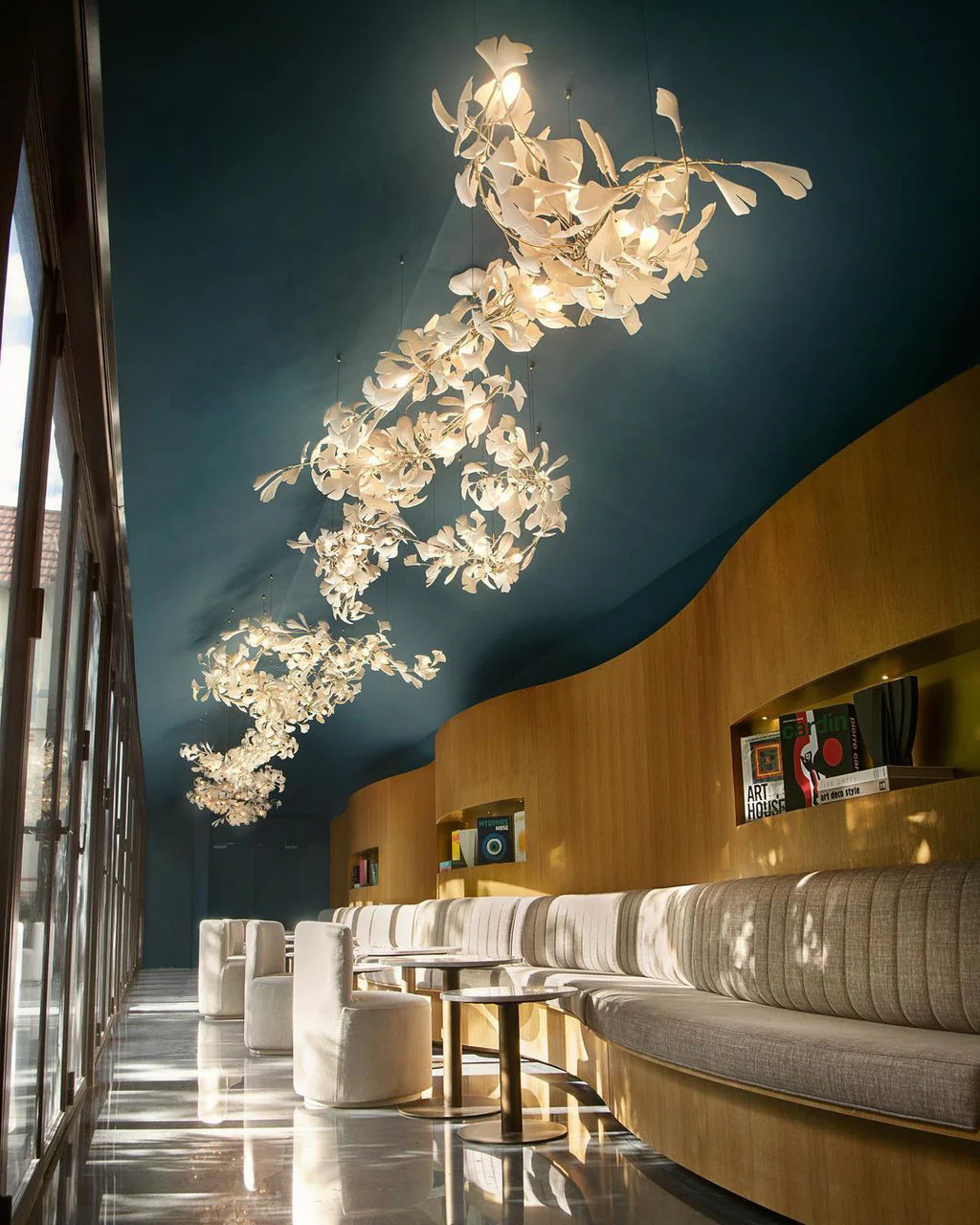 Gingko Leaves Ceramics Spiral Branch Chandelier - Image 89