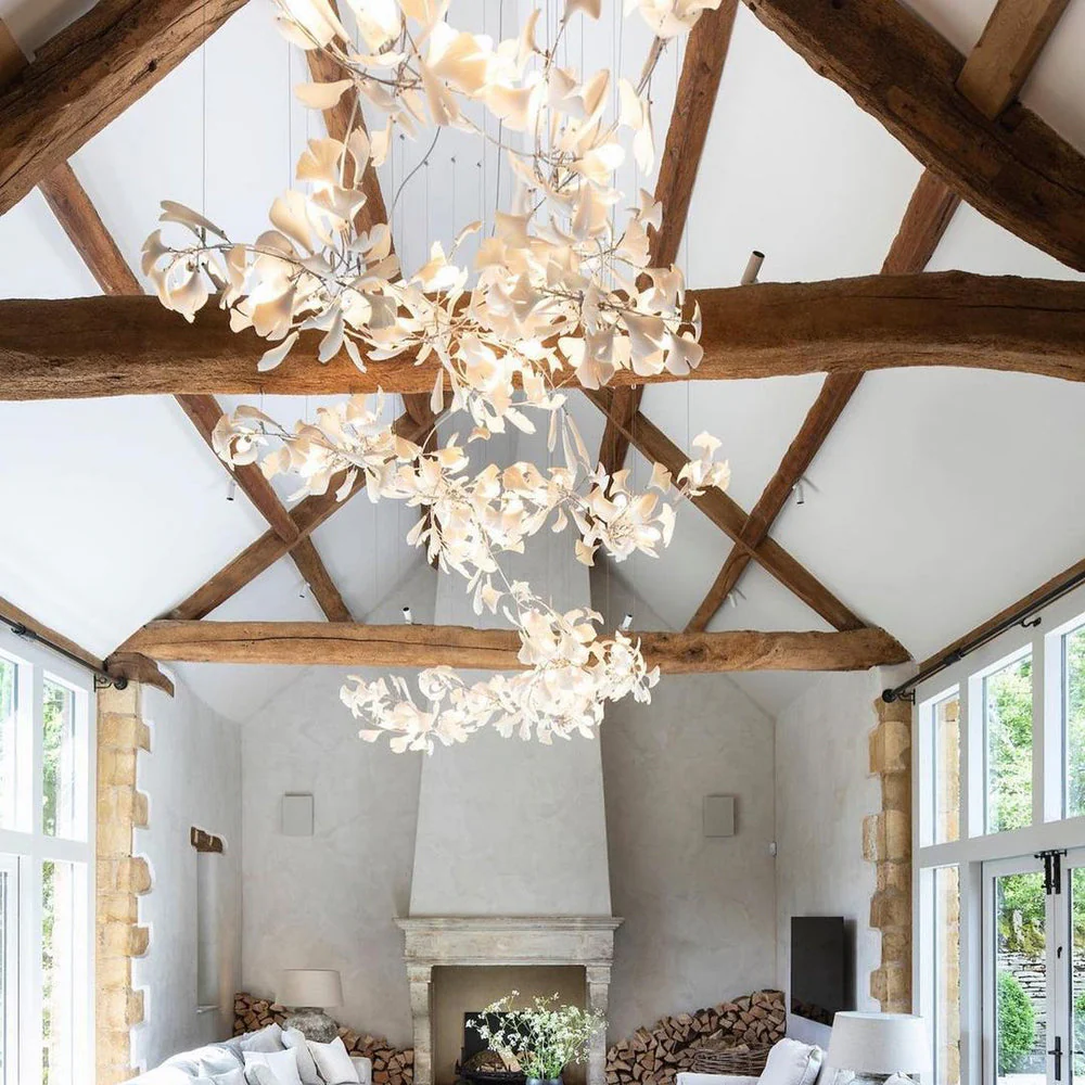Gingko Leaves Ceramics Spiral Branch Chandelier - Image 92