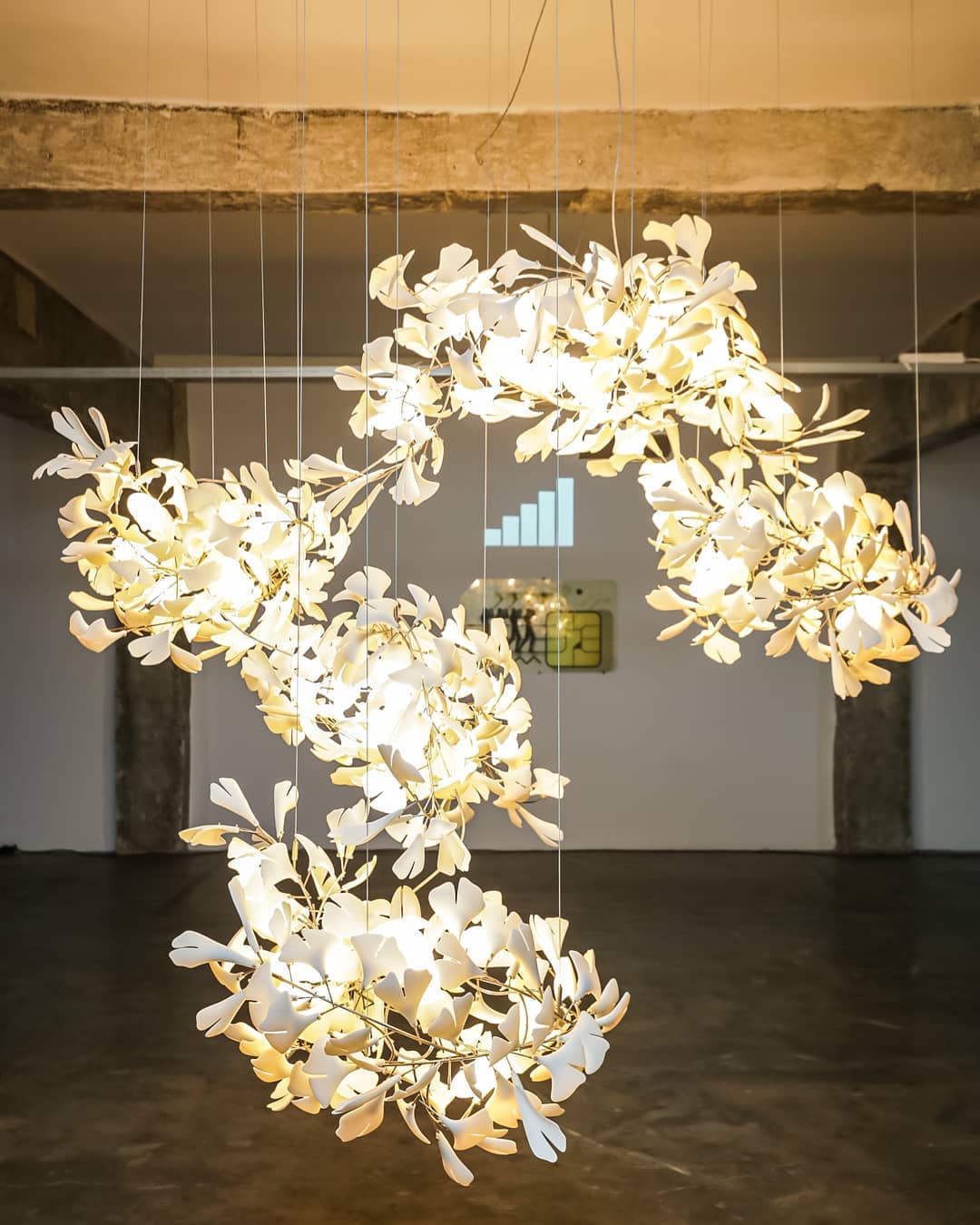 Gingko Leaves Ceramics Spiral Branch Chandelier - Image 94