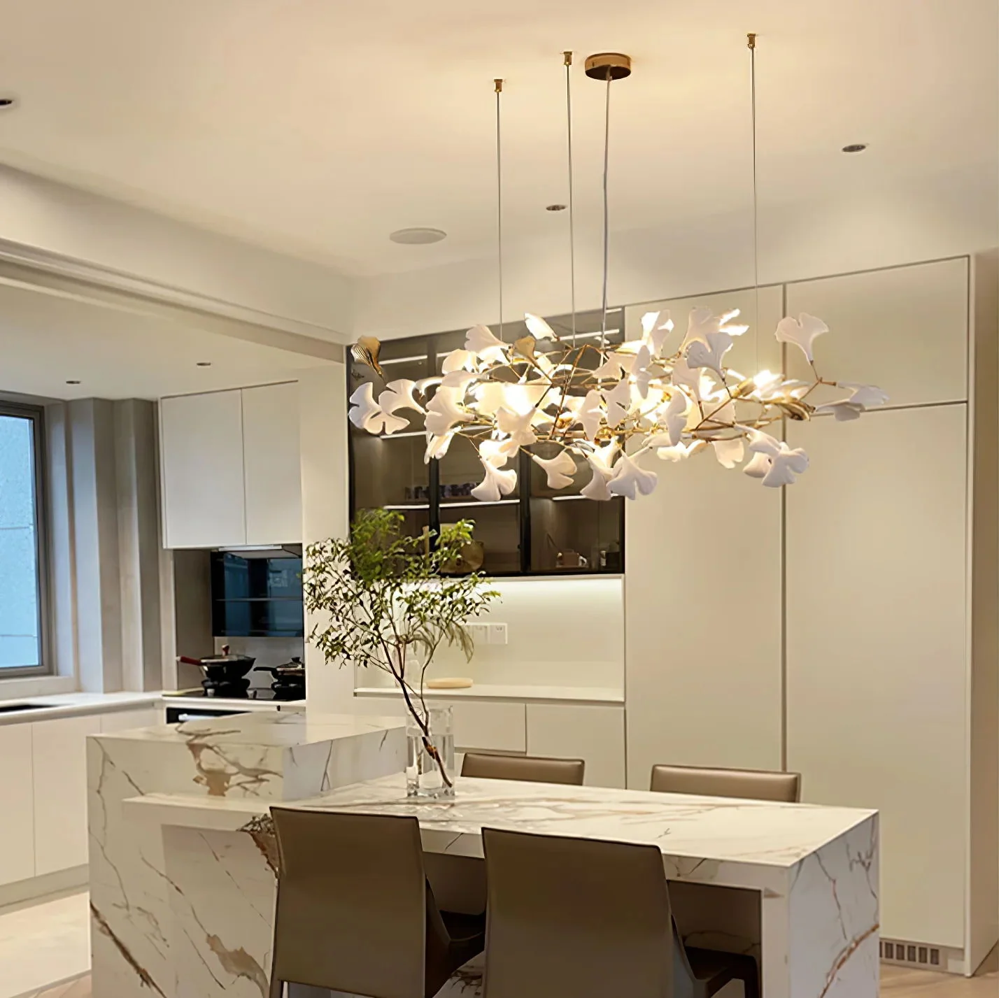 Gingko Leaves Ceramics Spiral Branch Chandelier - Image 97