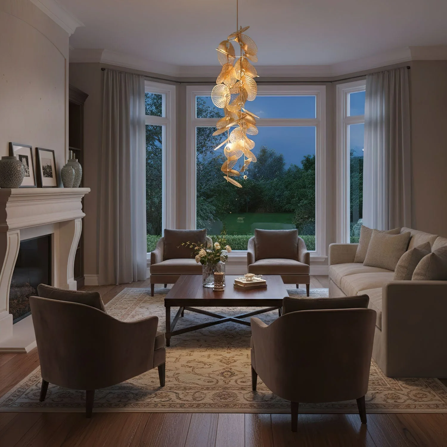 Cattail Leaf Meteor Shower Spiral Chandelier - Image 10