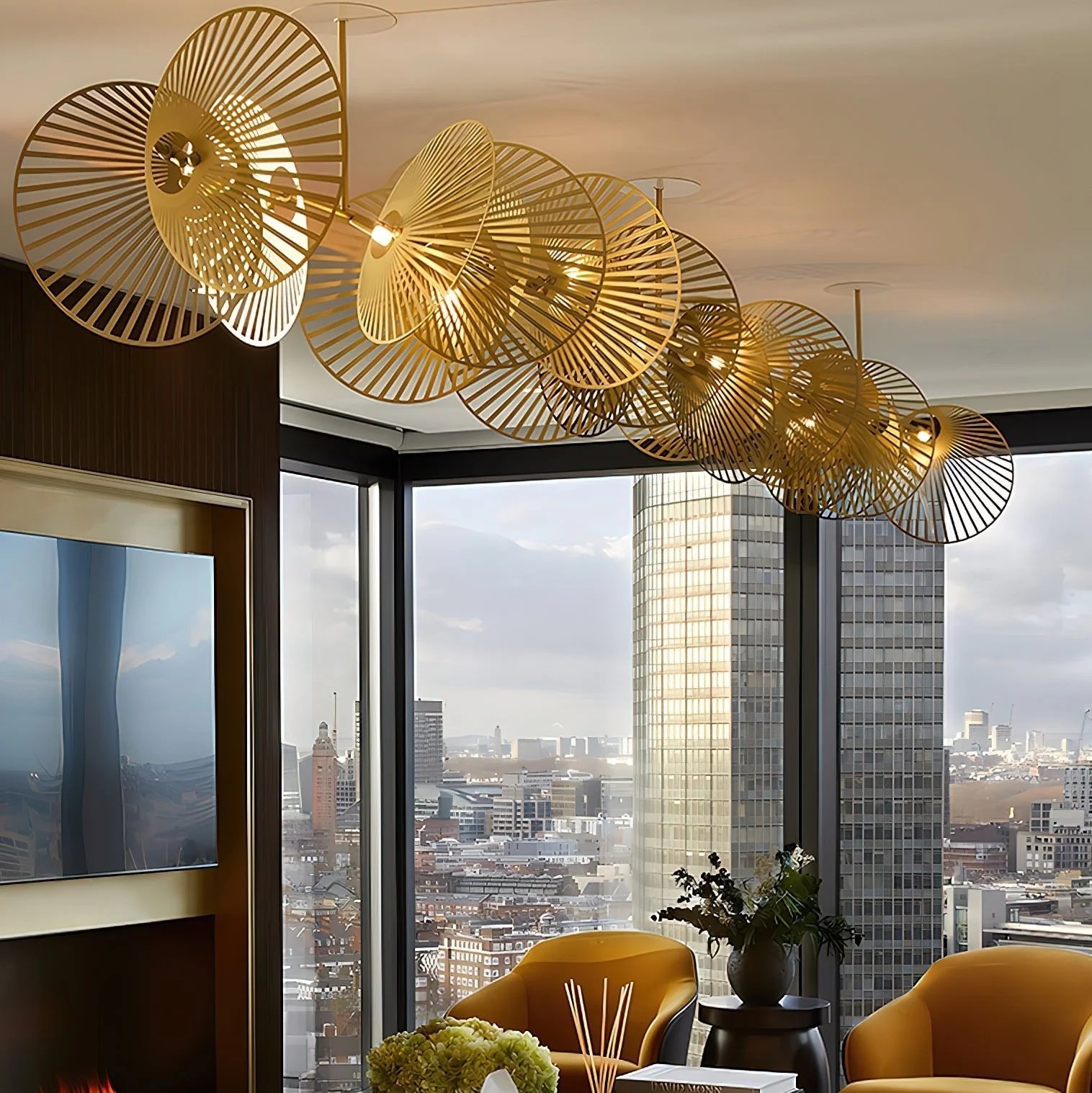 Cattail Leaf Meteor Shower Spiral Chandelier - Image 17