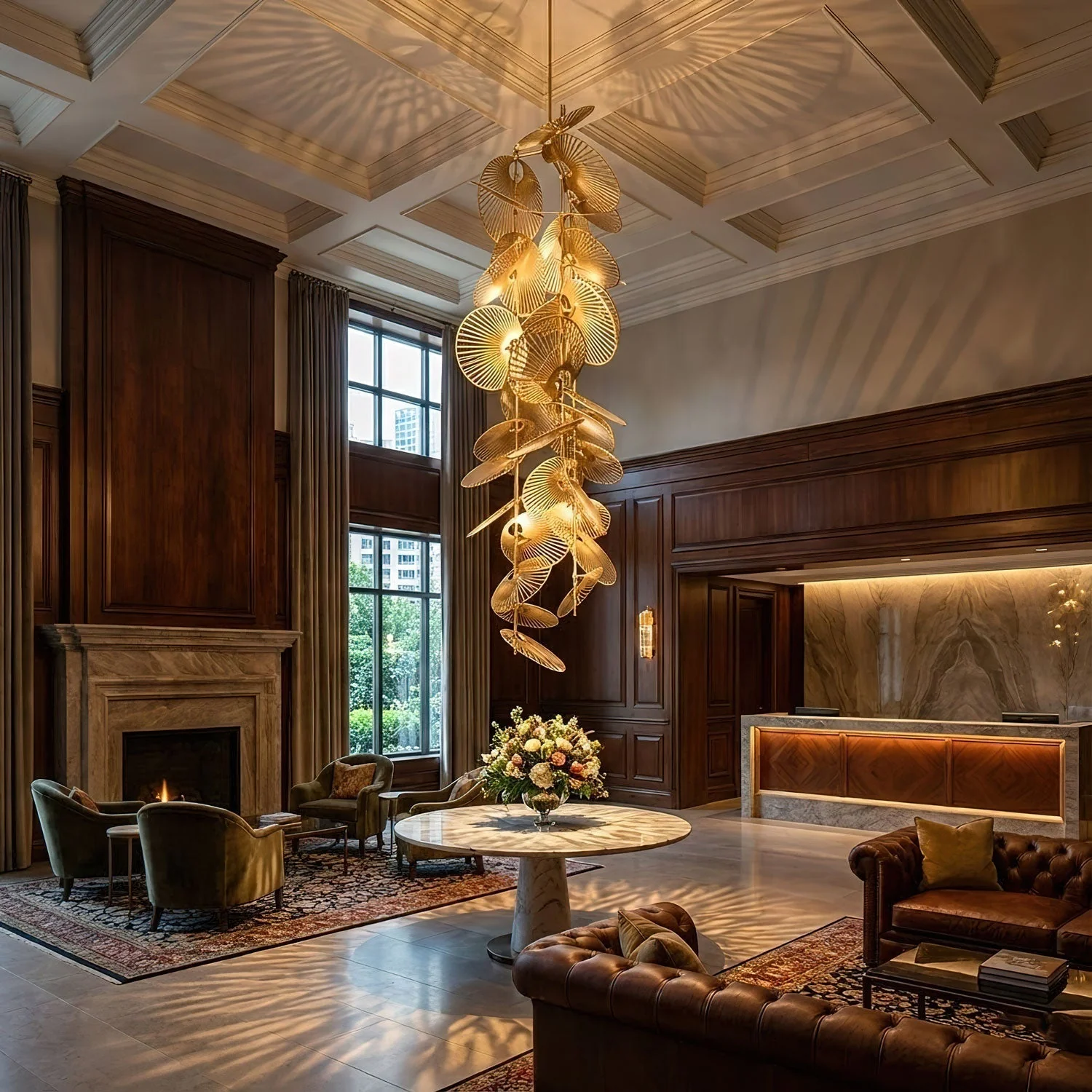 Cattail Leaf Meteor Shower Spiral Chandelier - Image 3