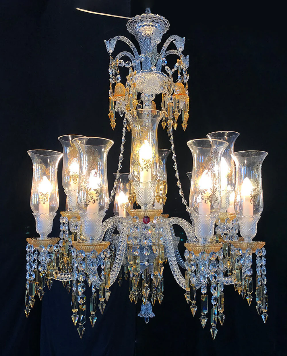 Customize Zenith Chandelier Clear & Amber Bacara Crystal Lighting 12 Lights - Image 2