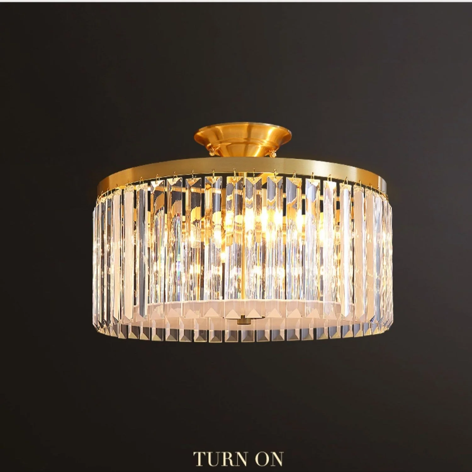 D16" LED Decorative Round Ceiling Lighting Fixture Mini Living/ Bedroom Gold Flush Mount Crystal Chandelier - Image 3