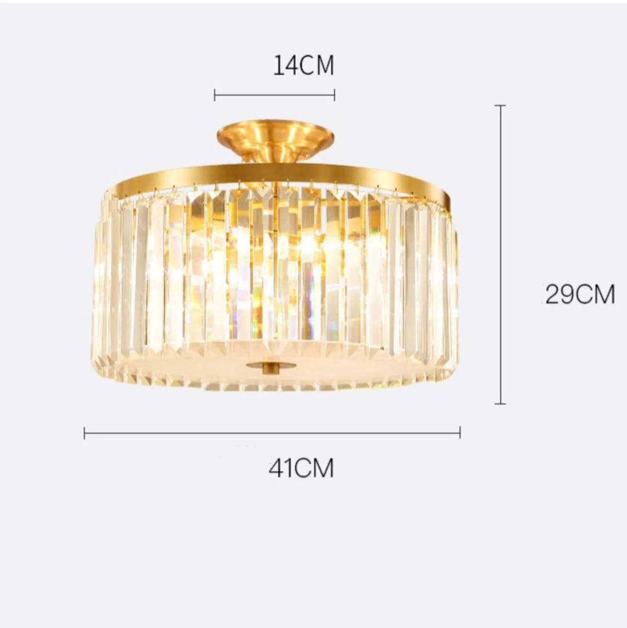 D16" LED Decorative Round Ceiling Lighting Fixture Mini Living/ Bedroom Gold Flush Mount Crystal Chandelier - Image 5