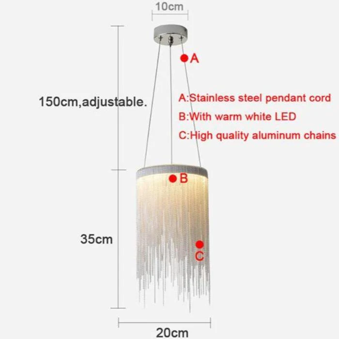 Daniel Aluminum Chain Tassel Pendant Light - Image 7