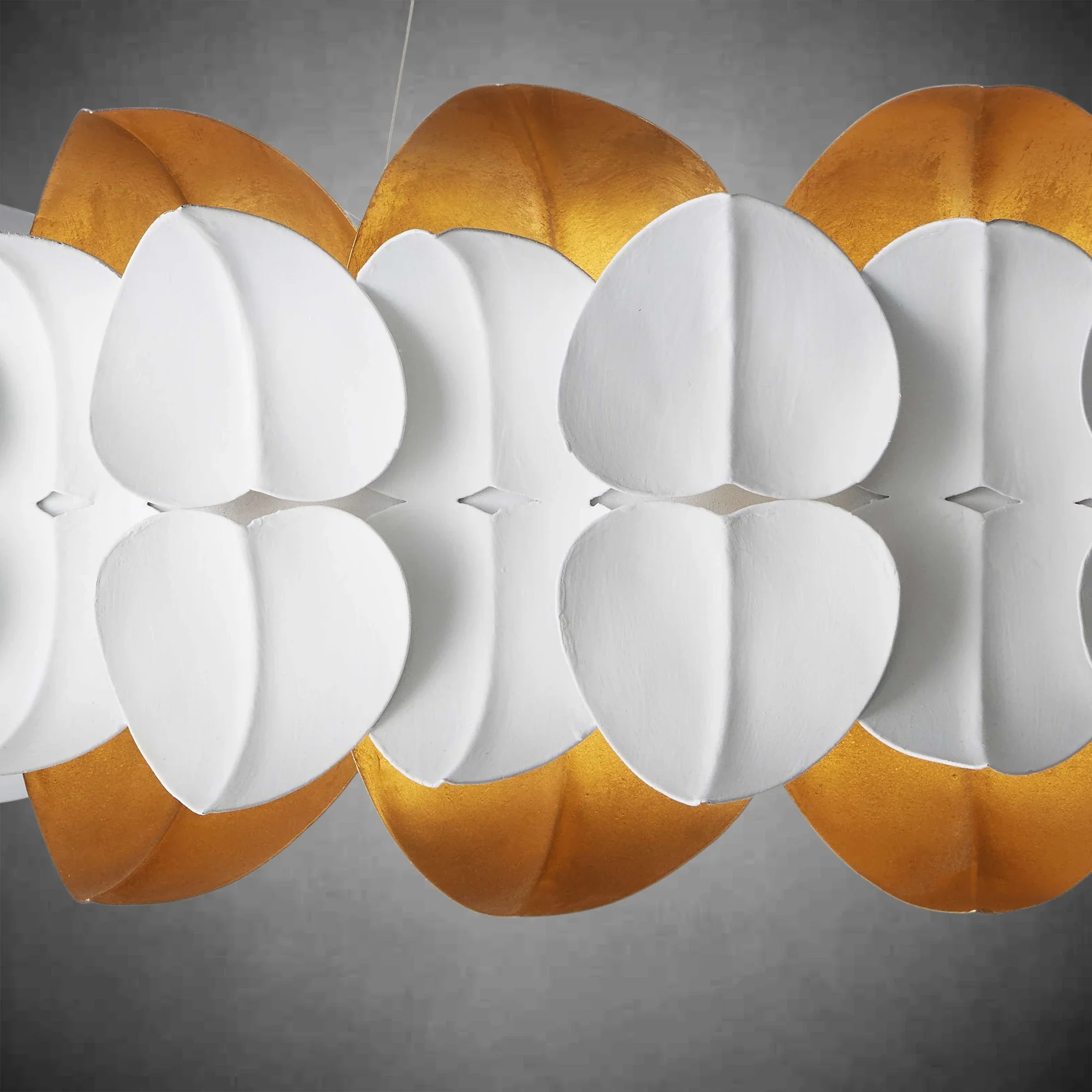 Darla Hand-Sculpted Leaves Chandelier 39'' White Gold Illuminated Fixture - Image 5