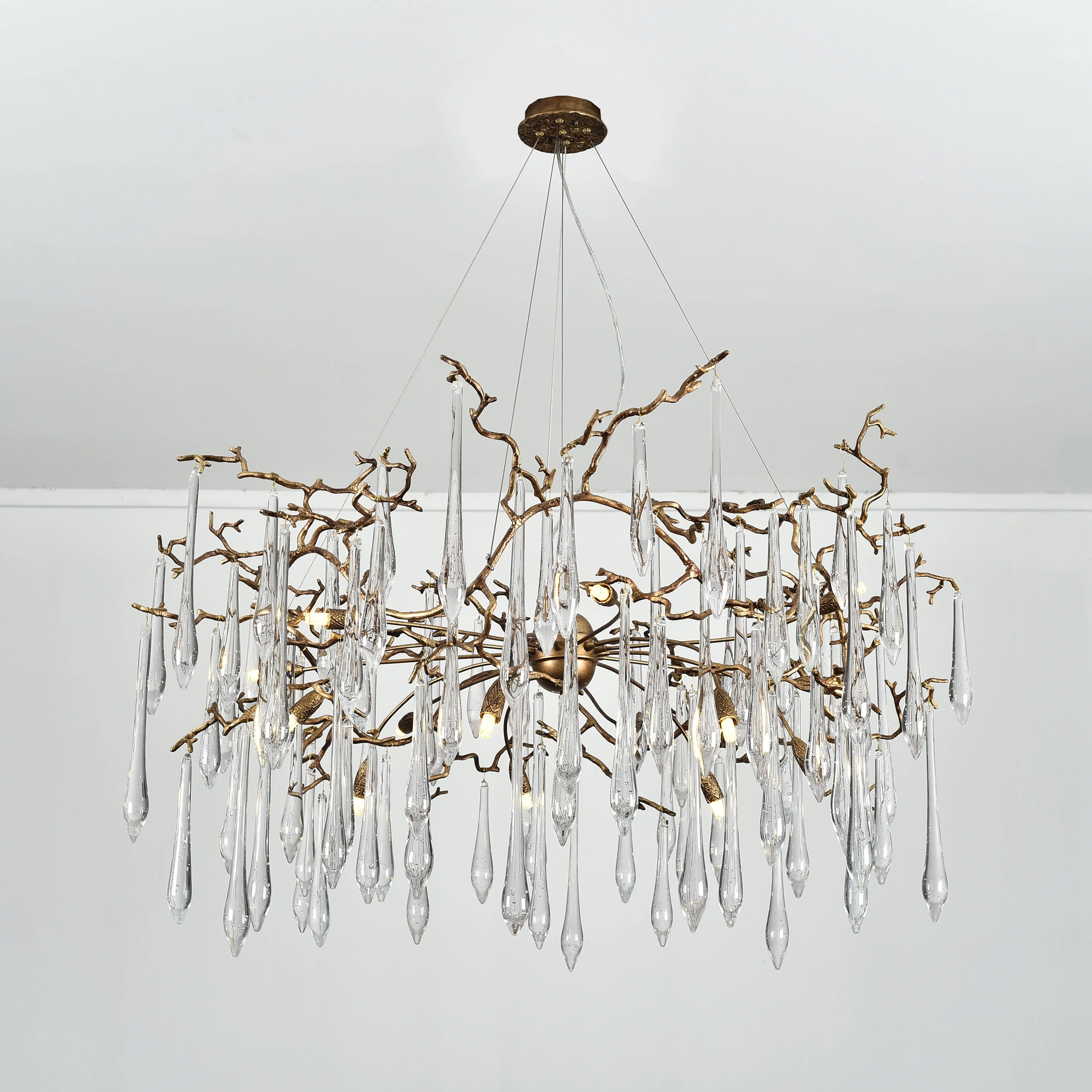 Dawn Teardrop Branch Brass Round Chandelier - Image 11