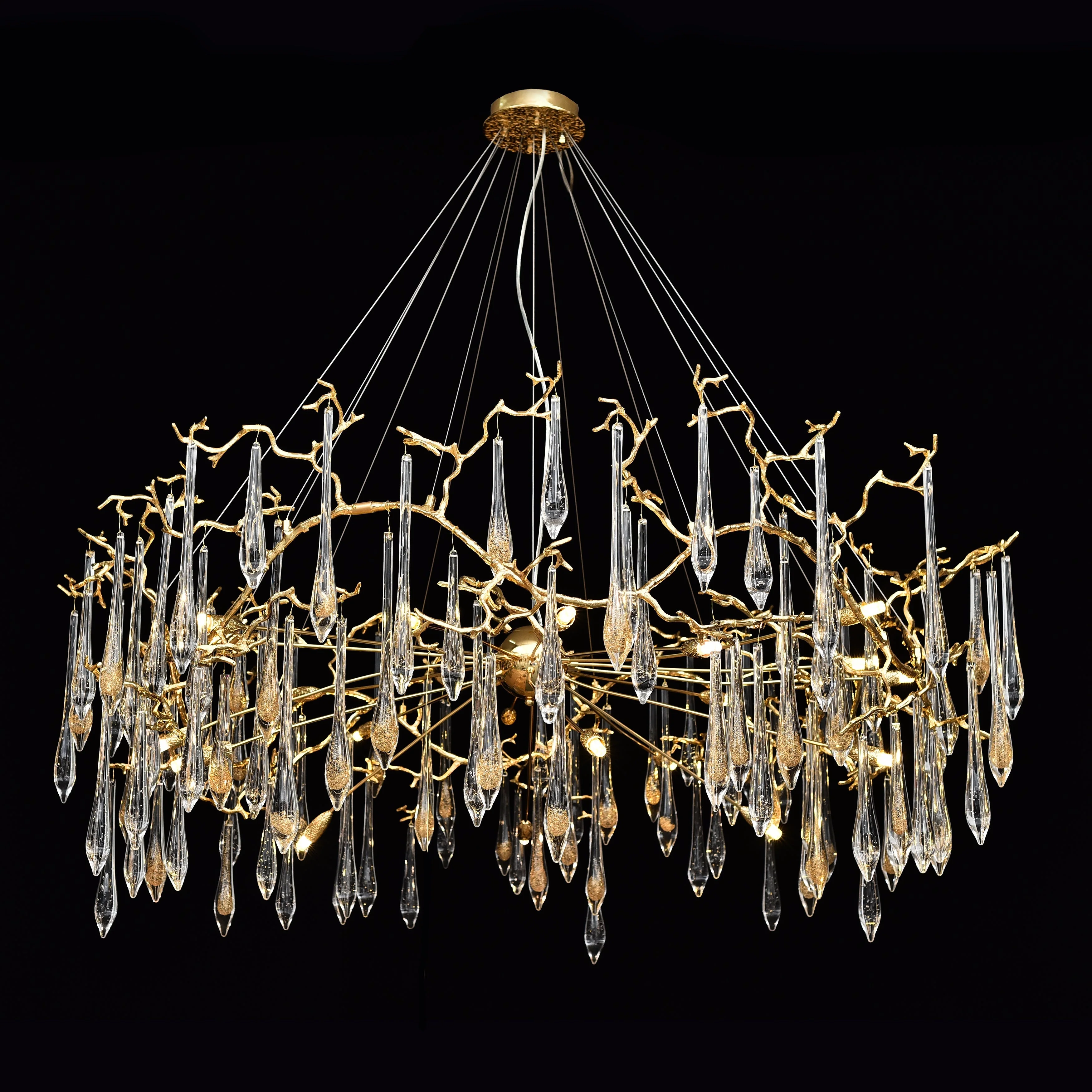 Dawn Teardrop Branch Brass Round Chandelier - Image 14