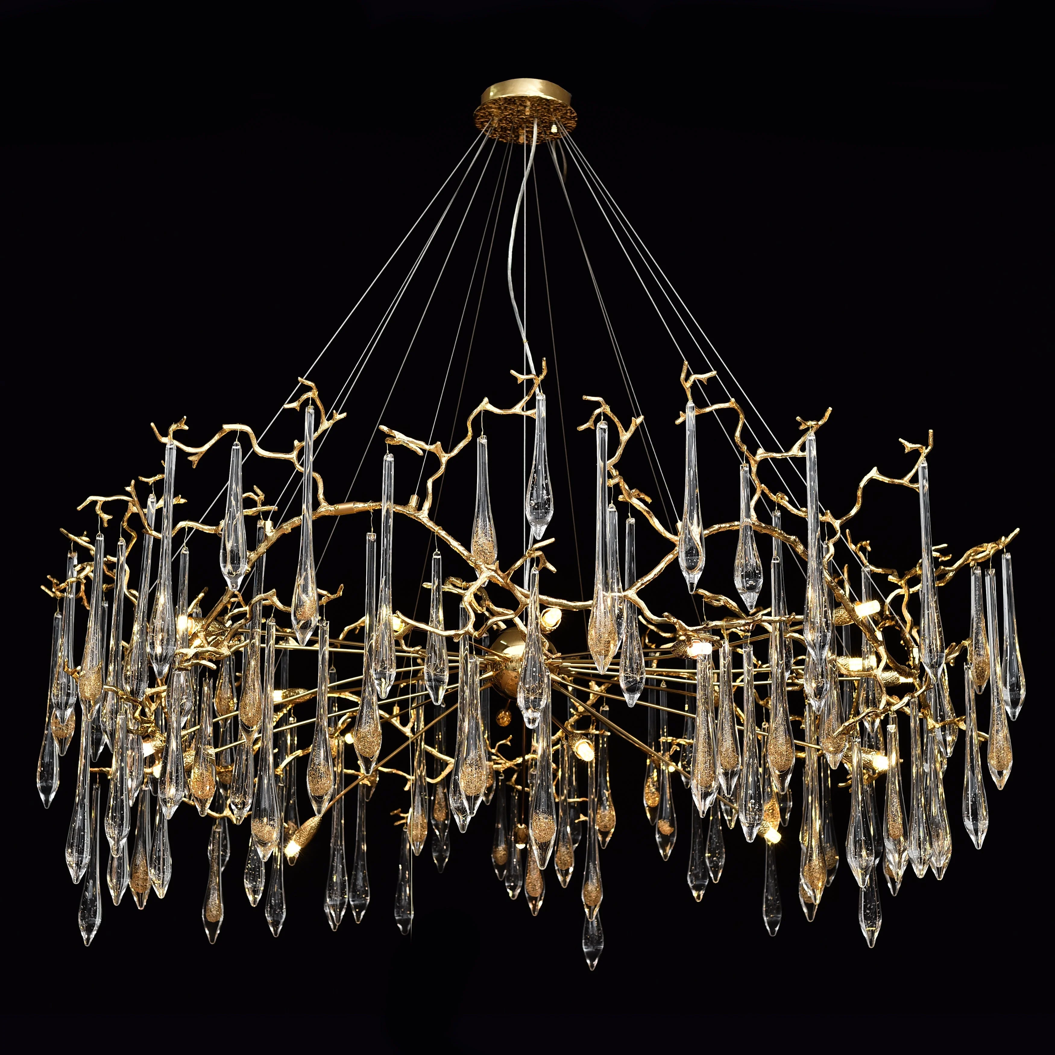 Dawn Teardrop Branch Brass Round Chandelier - Image 15