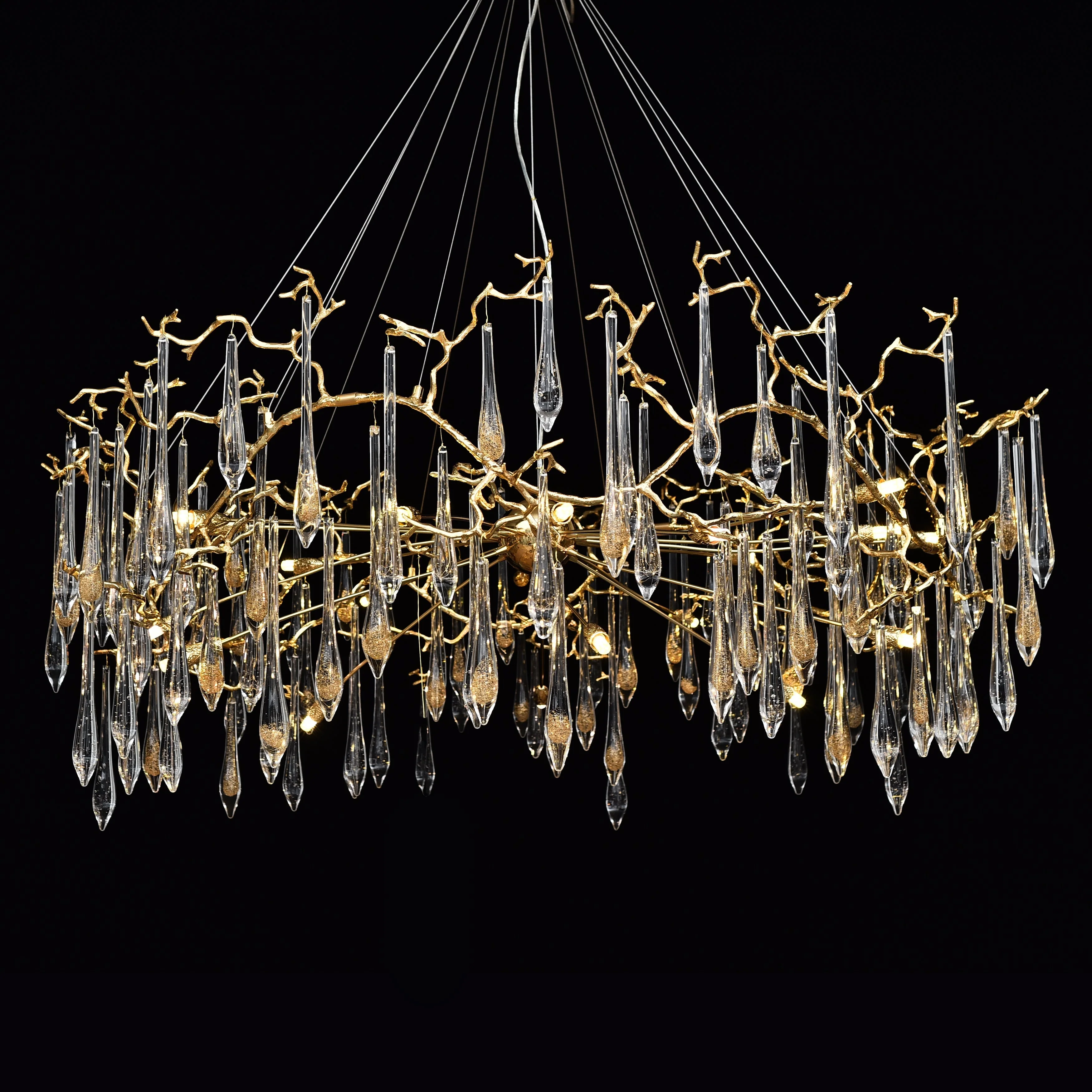 Dawn Teardrop Branch Brass Round Chandelier - Image 16