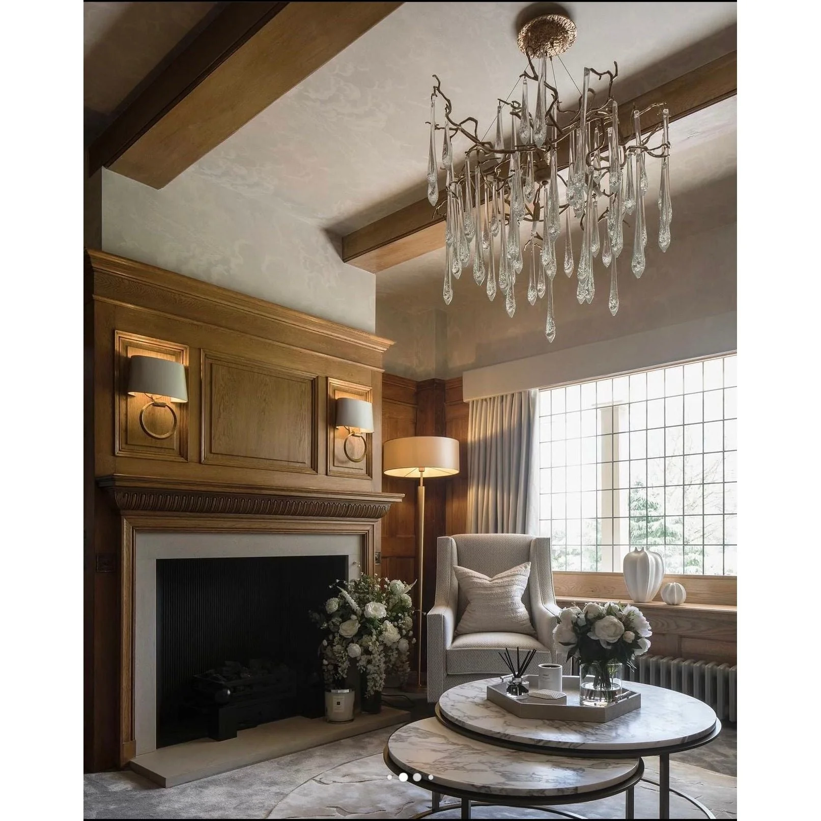 Dawn Teardrop Branch Brass Round Chandelier - Image 2
