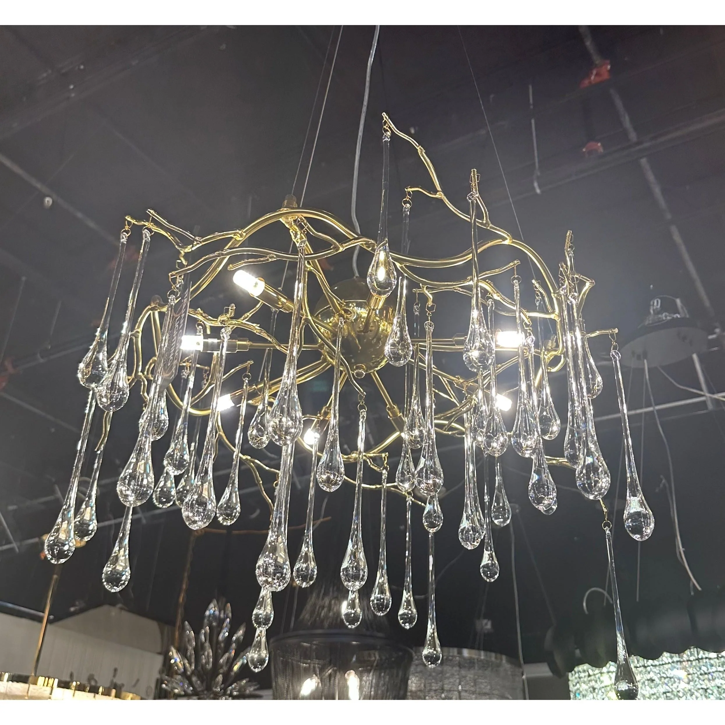 Dawn Teardrop Branch Brass Round Chandelier - Image 27