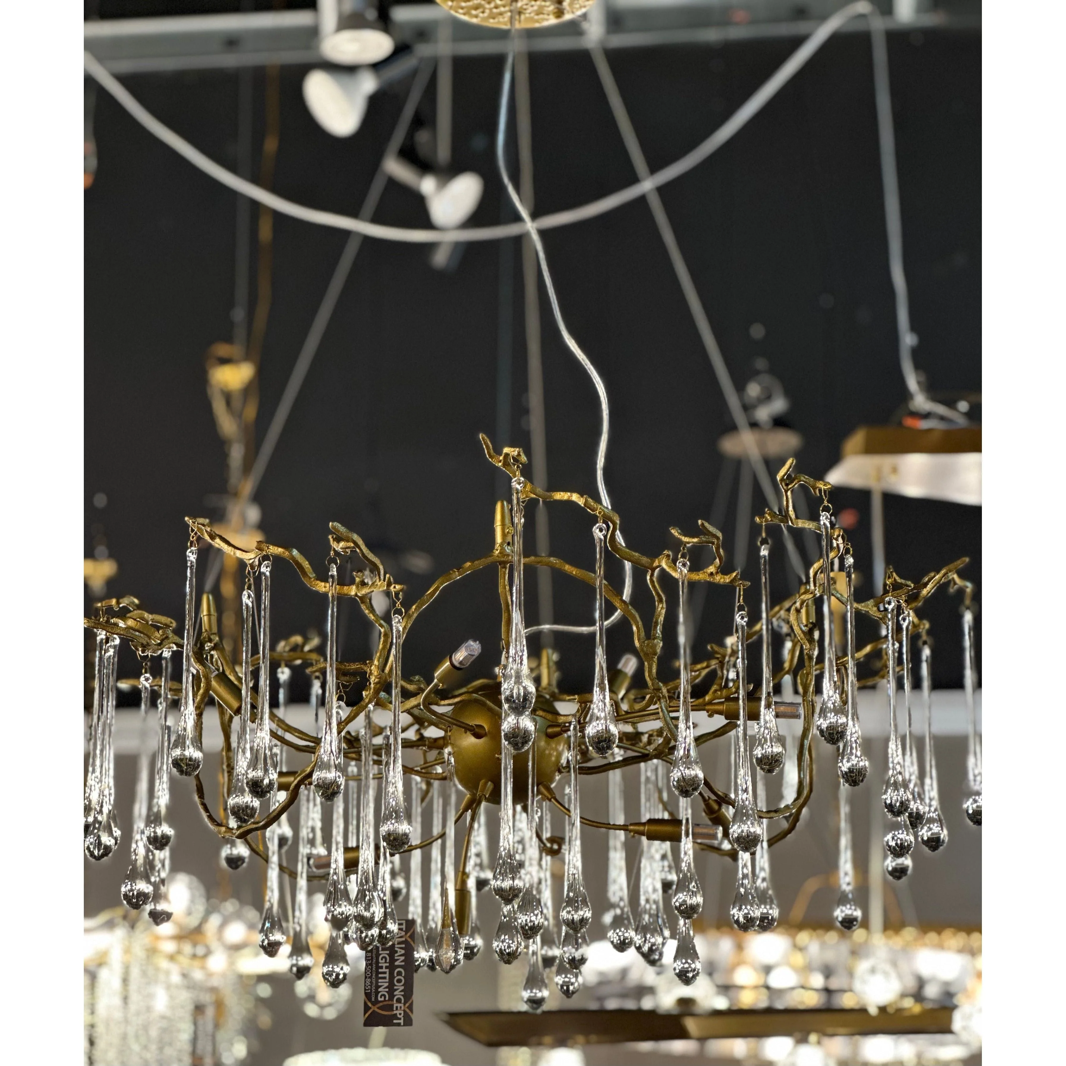 Dawn Teardrop Branch Brass Round Chandelier - Image 31
