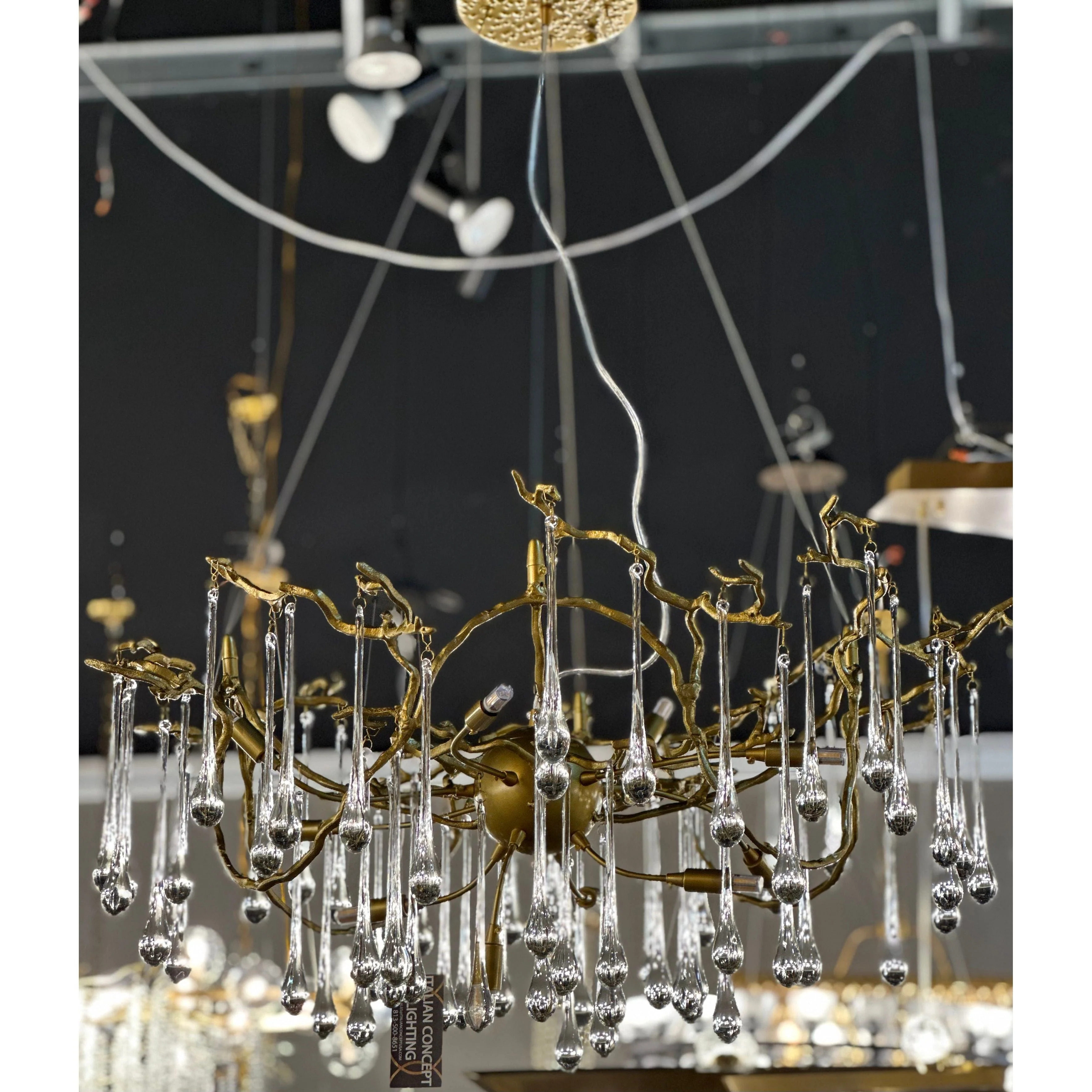 Dawn Teardrop Branch Brass Round Chandelier - Image 32