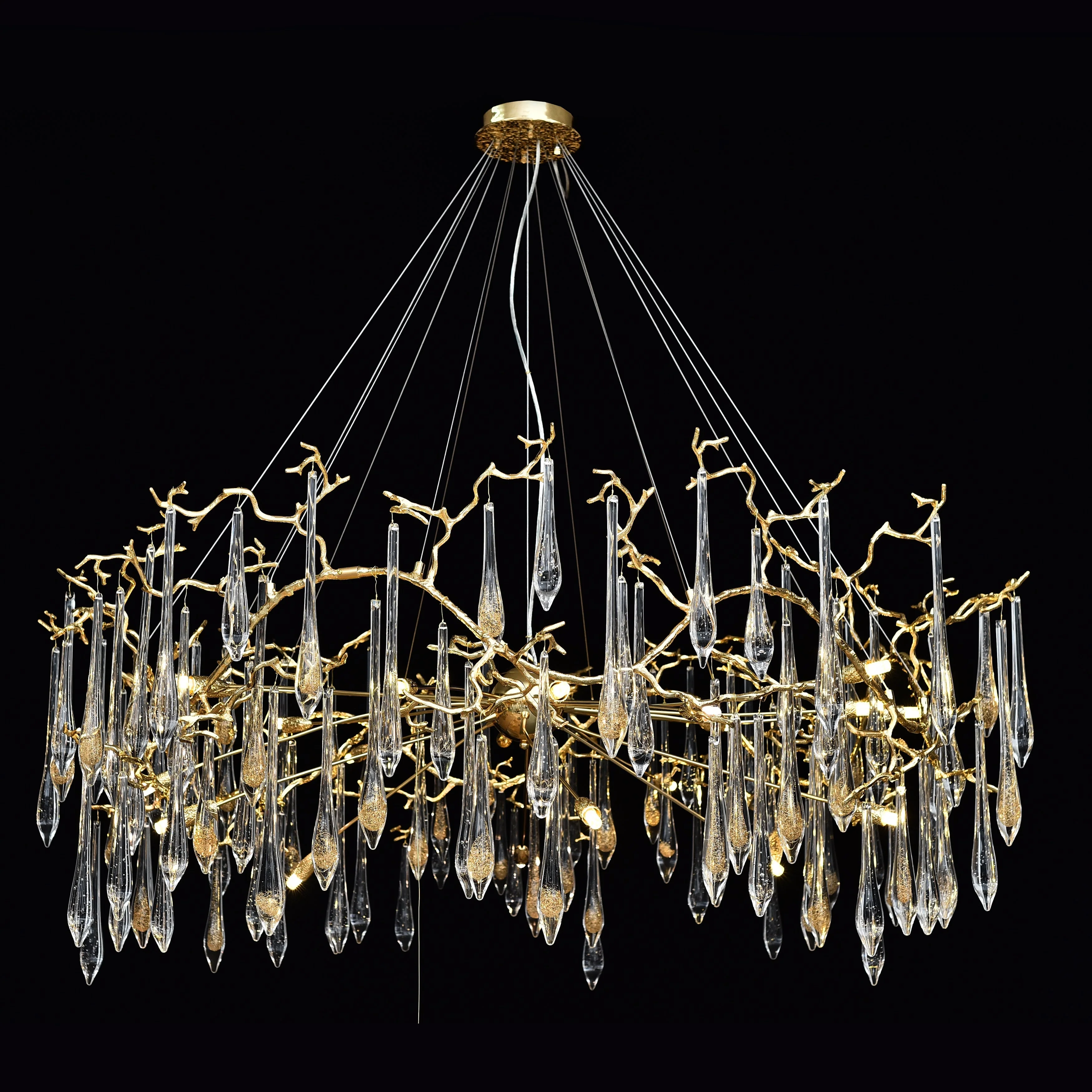 Dawn Teardrop Branch Brass Round Chandelier - Image 4