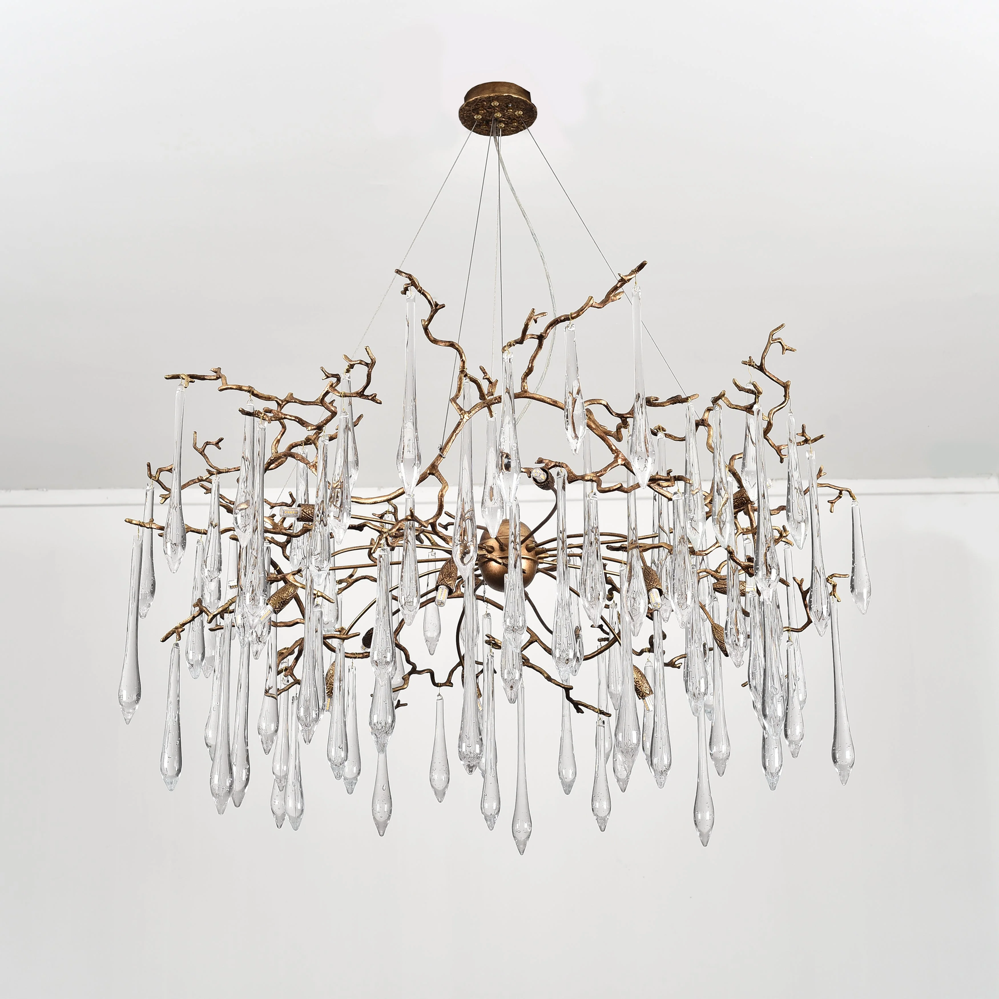Dawn Teardrop Branch Brass Round Chandelier - Image 8