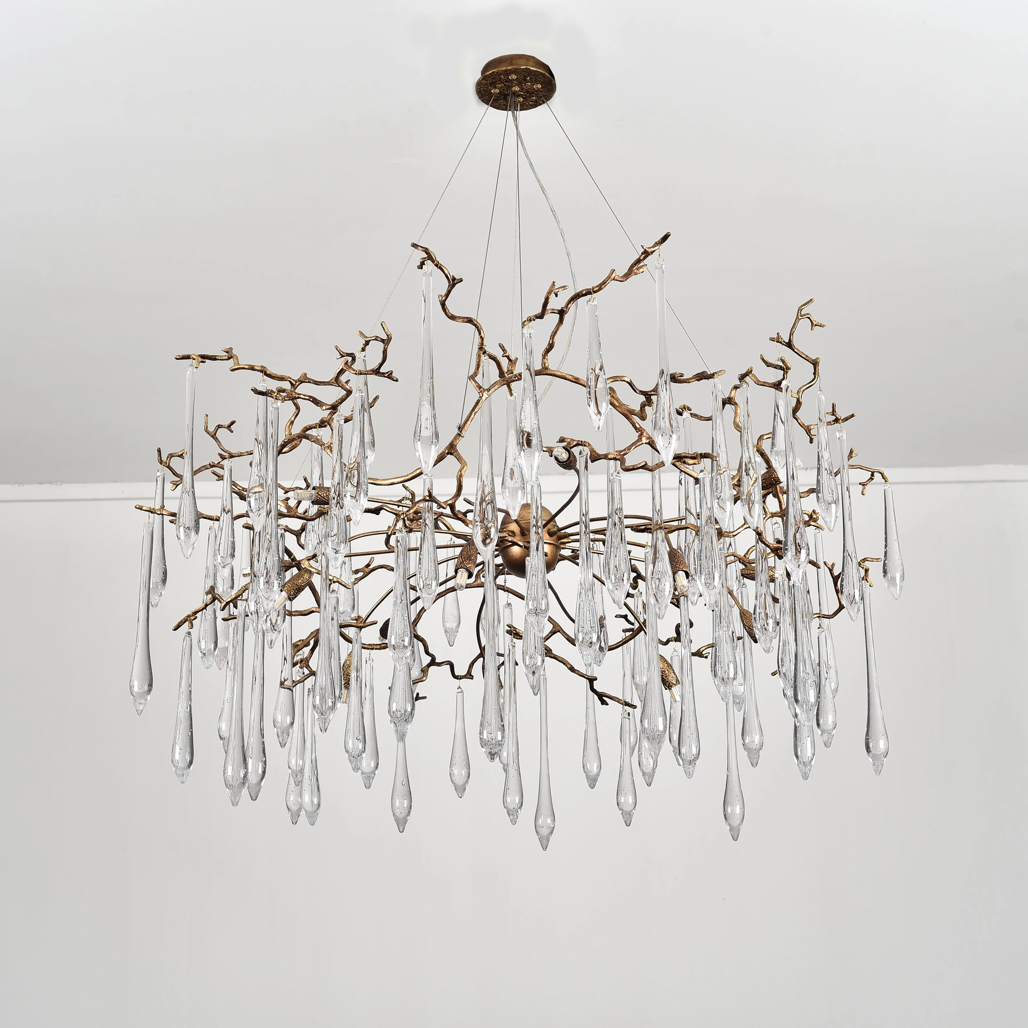 Dawn Teardrop Branch Brass Round Chandelier - Image 9