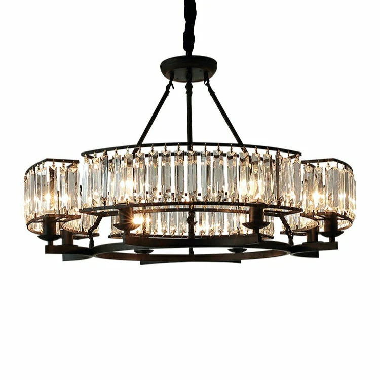 Decorative 6/ 8/ 10/ 12-Light Crystal Ceiling Chandelier Triangular Prism Island Light Fixture Metal Shade for Living Room - Image 15