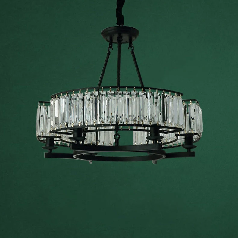 Decorative 6/ 8/ 10/ 12-Light Crystal Ceiling Chandelier Triangular Prism Island Light Fixture Metal Shade for Living Room - Image 17
