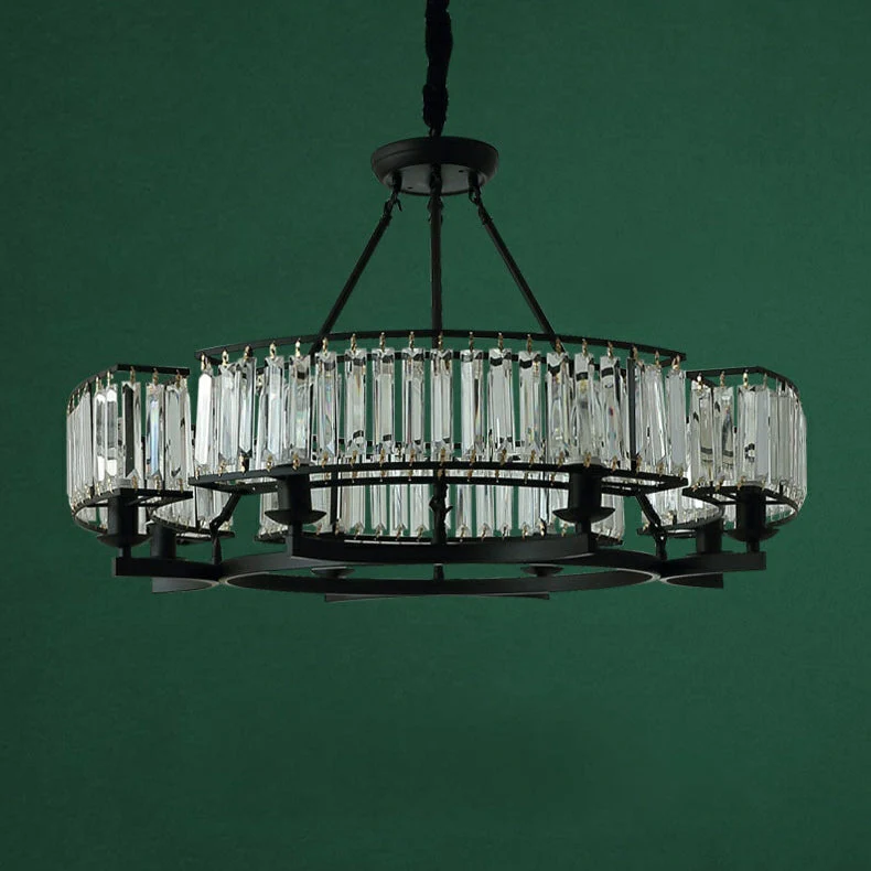 Decorative 6/ 8/ 10/ 12-Light Crystal Ceiling Chandelier Triangular Prism Island Light Fixture Metal Shade for Living Room - Image 19