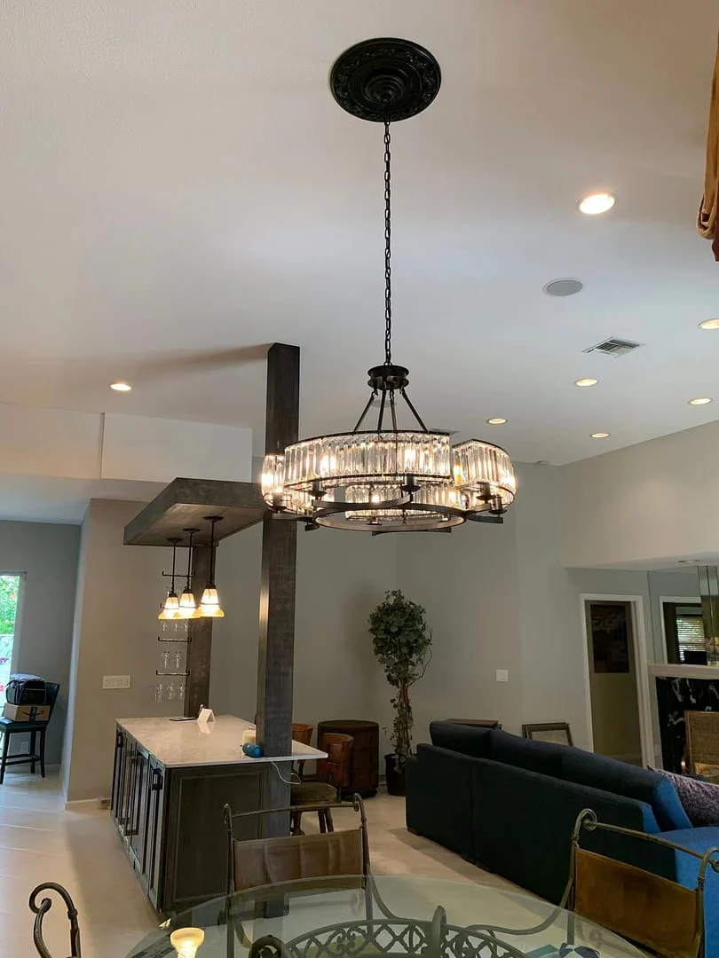 Decorative 6/ 8/ 10/ 12-Light Crystal Ceiling Chandelier Triangular Prism Island Light Fixture Metal Shade for Living Room - Image 2