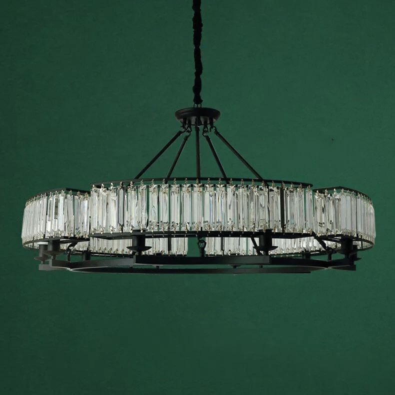 Decorative 6/ 8/ 10/ 12-Light Crystal Ceiling Chandelier Triangular Prism Island Light Fixture Metal Shade for Living Room - Image 20