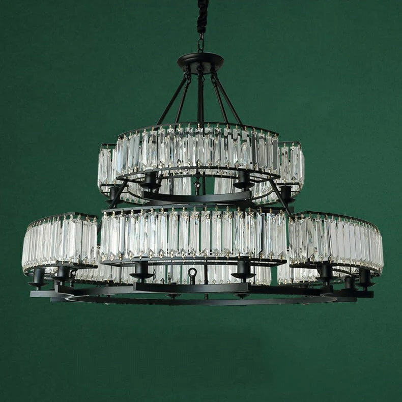 Decorative 6/ 8/ 10/ 12-Light Crystal Ceiling Chandelier Triangular Prism Island Light Fixture Metal Shade for Living Room - Image 21