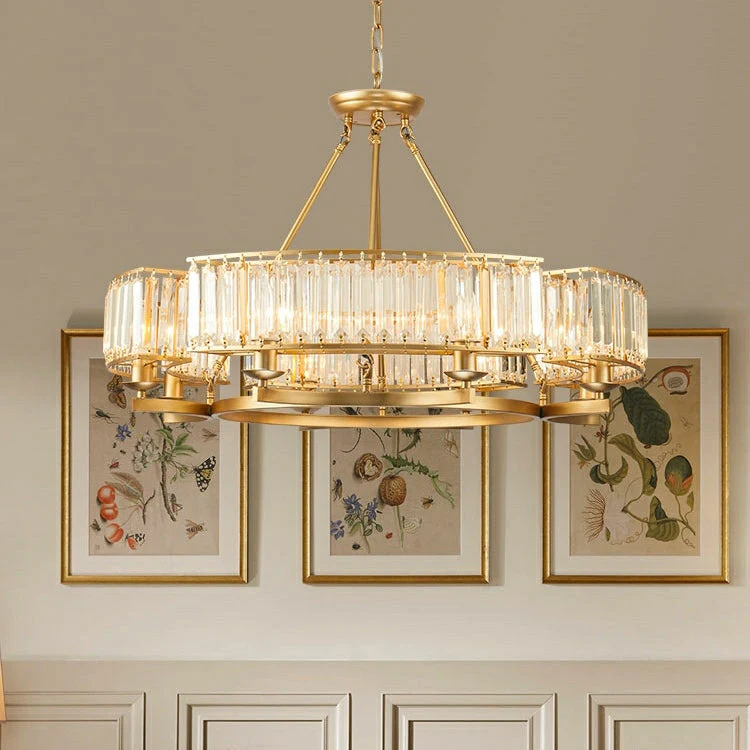 Decorative 6/ 8/ 10/ 12-Light Crystal Ceiling Chandelier Triangular Prism Island Light Fixture Metal Shade for Living Room - Image 22