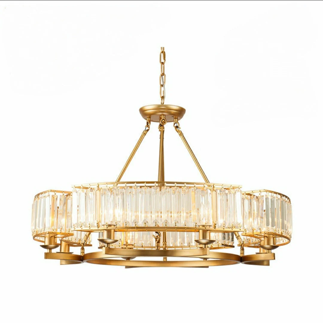 Decorative 6/ 8/ 10/ 12-Light Crystal Ceiling Chandelier Triangular Prism Island Light Fixture Metal Shade for Living Room - Image 24