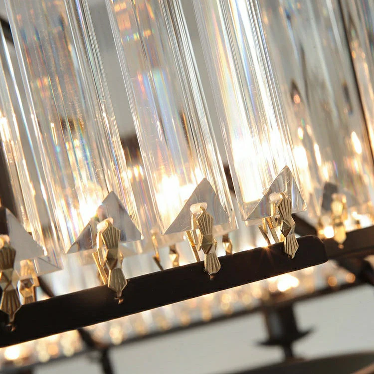 Decorative 6/ 8/ 10/ 12-Light Crystal Ceiling Chandelier Triangular Prism Island Light Fixture Metal Shade for Living Room - Image 28