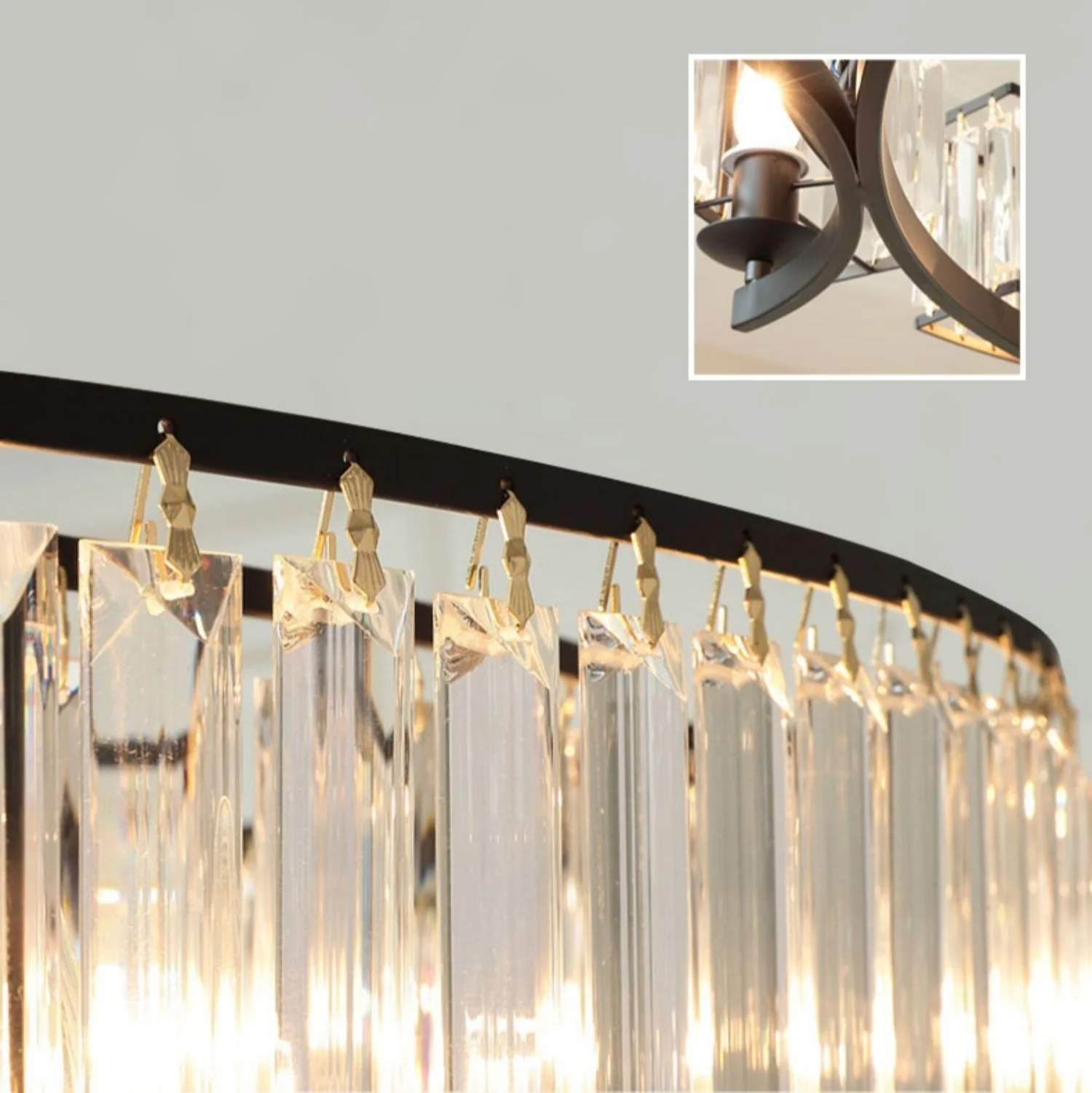 Decorative 6/ 8/ 10/ 12-Light Crystal Ceiling Chandelier Triangular Prism Island Light Fixture Metal Shade for Living Room - Image 29